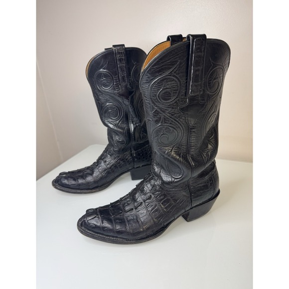 Mens Lucchese Classics Handmade Exotic Hornback Caiman & Buffalo Boots Size 9